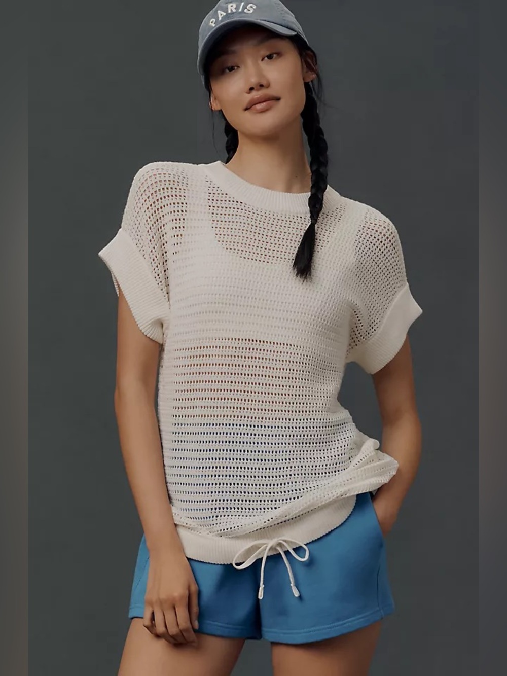 VARLEY CORVALLIS OPEN KNIT SHORT SLEEVE SWEATER